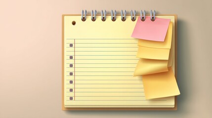 Spiral-bound notebook with sticky notes
