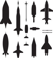 Silhouette Spacecraft Collection: Black and White Vector Illustrations