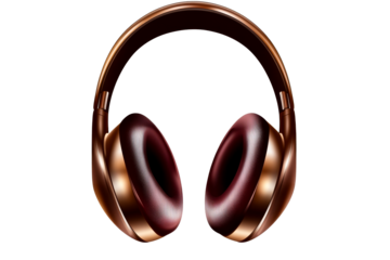 Copper color wireless headphones, audio listening device, cut out transparent
