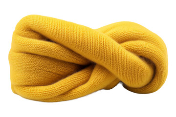 Knitted Yellow Wool Headband on Black, cut out transparent