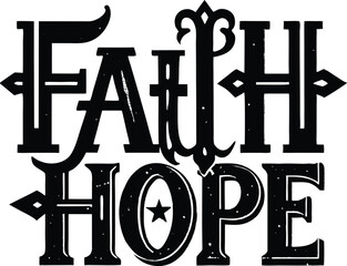 Faith and Hope Text Art Silhouette