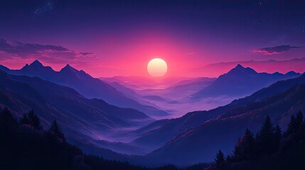 Breathtaking sunrise in the mountains, showcasing the natural beauty and tranquility of dawn.