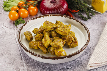 Indian cuisine curry chicken fillet
