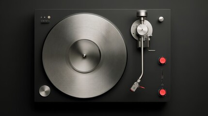 A wall-mounted turntable combines modern aesthetics with functionality, featuring a sleek metallic platter and precise controls, ideal for vinyl enthusiasts and contemporary interiors
