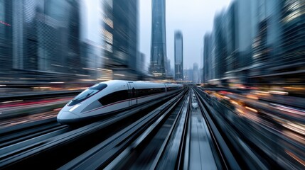 High-Speed Rail Futuristic Cityscape Transit