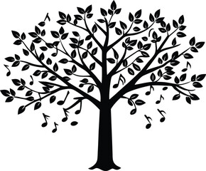 Obraz premium Tree with Musical Notes Silhouette