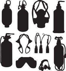Silhouette Collection: Safety Equipment, Protective Gear, Black Shapes