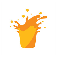 Orange Juice Splash with Glass Vector Illustration