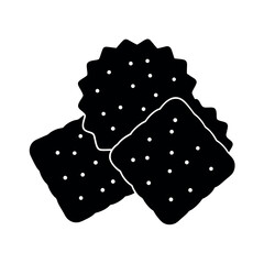 Salted Crackers Snack Black Vector Silhouette Illustration