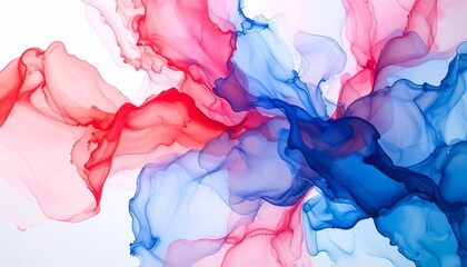 Abstract Watercolor Red and Blue Blend Firefly 3D Variation Generative Art