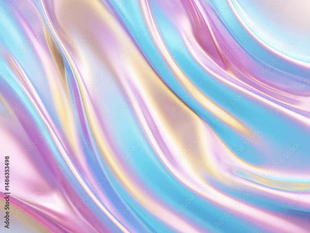 Poster abstract colorful wave pattern with soft pastel shades of blue, pink, and lavender flowing elegantly