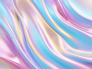 Obraz premium Abstract colorful wave pattern with soft pastel shades of blue, pink, and lavender flowing elegantly across a smooth surface, creating a serene visual effect.