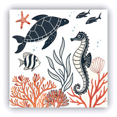 Stunning image of a tropical fish swimming amidst a vibrant coral reef, showcasing colorful marine life in a serene underwater environment. 