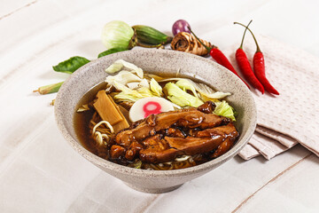 Japanese ramen soup with chicken