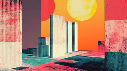 Vibrant geometric abstraction art