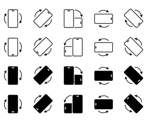 Smartphone rotation device orientation rotate mobile screen icon set flat design