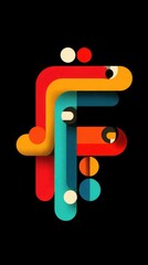 Colorful abstract design letter F.