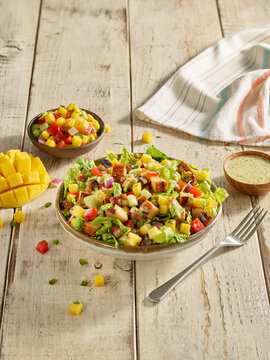 Mexican chicken salad with fresh mango