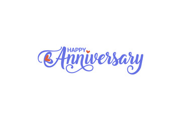 Happy Anniversary Calligraphy with Heart – Elegant Script Typography on White Background_04