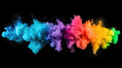 Fototapeta premium Abstract colorful smoke art illustration features a vibrant paint splash texture on a dark background