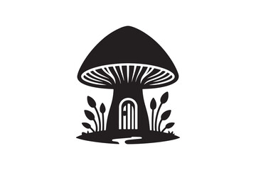 Mushroom Hut Silhouette logo Icon, no extra details, isolated on a white background © Tuhin's Collection