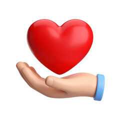 Obraz premium A hand holding a red heart, symbolizing love, compassion, and care