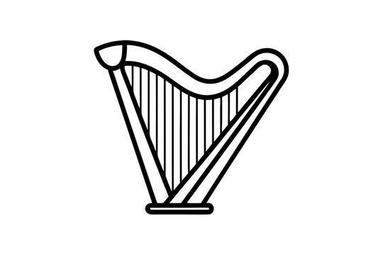 black and white harp musical instrument clip art preview