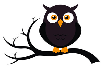Obraz premium cute owl perched on spooky tree branch vector