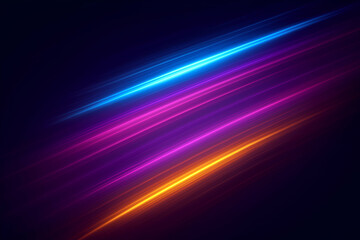Fototapeta premium Vibrant neon light streaks on dark background.