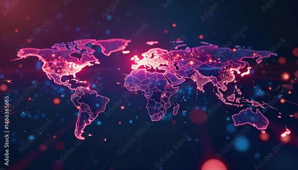 Aufkleber abstract network lines connecting nodes forming a global horizon concept of worldwide connectivity a