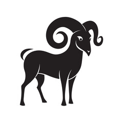 Zodiac Symbol Aries Fiery Ram Silhouette Design