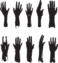 Fototapeta premium Silhouette Hand Gestures: Black Vector Illustrations on White Background