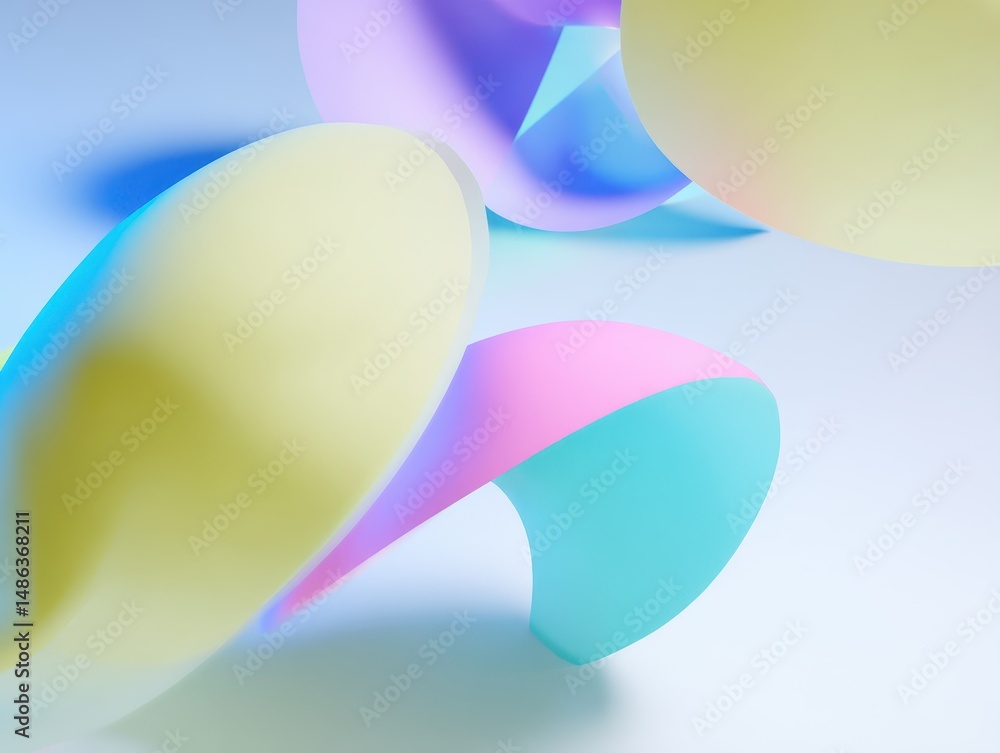 Poster abstract soft curves with pastel colors and smooth blends on light background for creative and artis