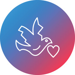 Dove with Heart Line Gradient Circle Background Icon