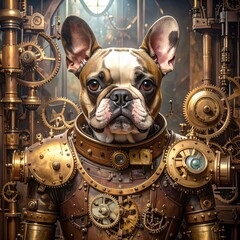 French Bulldog in steampunk movement