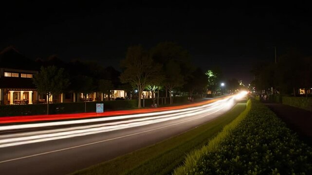Timelapse of night traffic and dance performance at Ubud Palace, Bali Indonesia