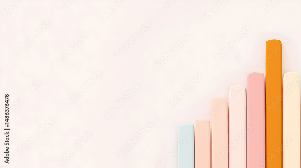 Poster ascending pastel rectangles create an abstract visual representation of growth and progression again