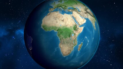 Republic of Congo on the globe. Outline. Satellite map. No labels.