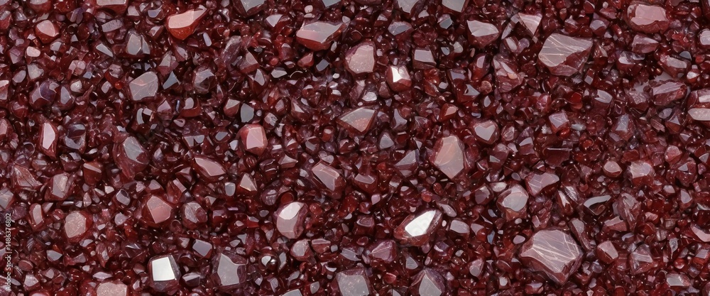 Poster rich garnet mineral stone showcases a mesmerizing array of deep red crystals, glimmering under soft 