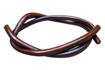 Intertwined wooden cylinders, curving lines, polished, glossy, cut out transparent