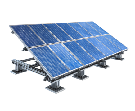 Single Solar Panel on Mounting Structure on Transparent Background