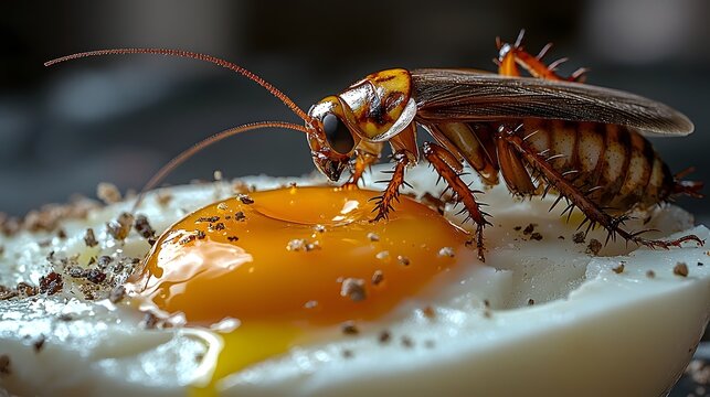 Cockroach emerging from a broken egg