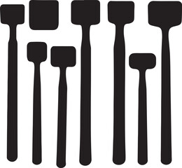 Black Silhouettes of Various Spatulas and Kitchen Utensils Design
