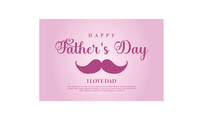 Happy Father’s Day Greeting Card with Mustache and Pink Background