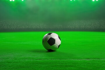 Green screen background featuring a soccer ball on an indoor field ready for action, Goal green screen Photo footage for template on Photo sports and business