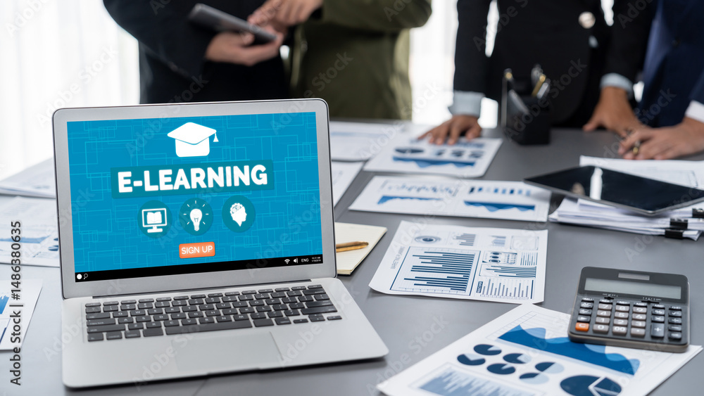 Aufkleber e-learning website with brisk sofware for student to study online on the internet network