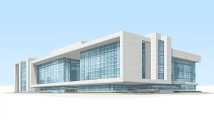 Modern Architectural Design with Glass Facade and Minimalist Aesthetics for Business Corporate