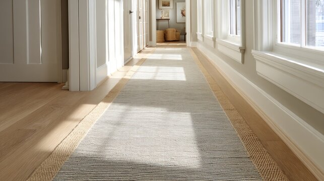 Light hallway runner on hardwood floors - Powered by Adobe