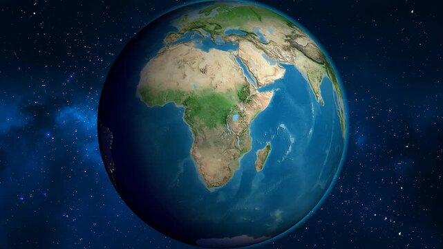 Democratic Republic of the Congo on the globe. Outline. Satellite map. No labels