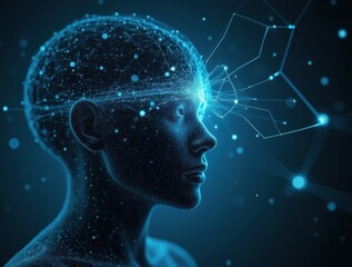 Obraz premium Human cognitive enhancement through direct brain-computer data interface